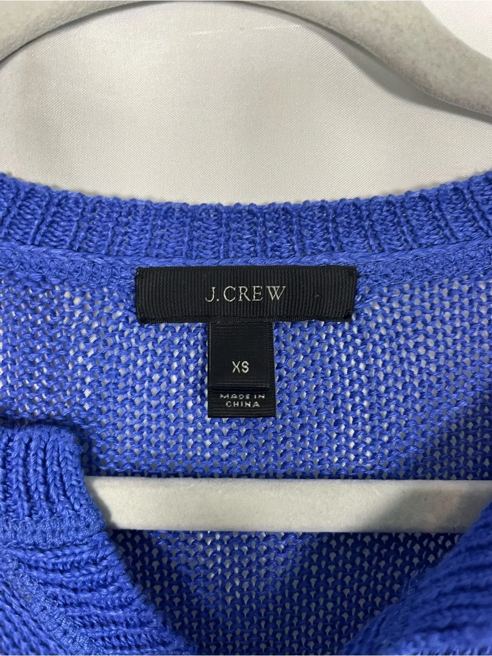 J. Crew 100% linen blue slit neck beach sweater relaxed fit size XS